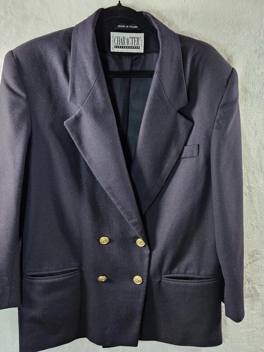 Character Suburbanwear Double-Breasted Blazer Navy Wool Women's Sz 14 Preppy